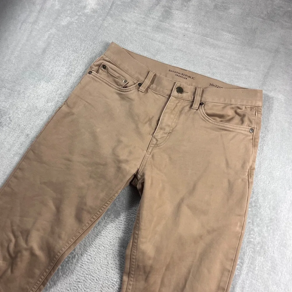 Banana Republic Traveler Slim Fit Khaki Pants Mens 30x32 Tan Stretch Chino